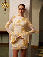 Vibemartini Romance Floral Backless Mesh Dress