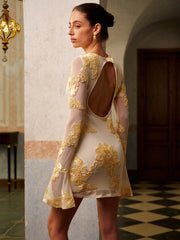 Vibemartini Romance Floral Backless Mesh Dress