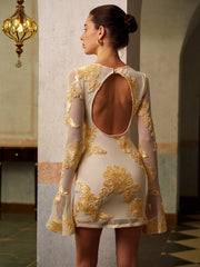 Vibemartini Romance Floral Backless Mesh Dress