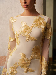 Vibemartini Romance Floral Backless Mesh Dress
