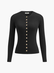 Vibemartini Button Down Skinny Knit Top