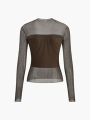 Vibemartini Sheer Panel Slim Sweater