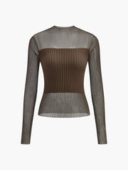 Vibemartini Sheer Panel Slim Sweater