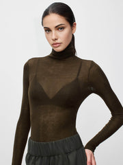Vibemartini Wool-Blend Turtleneck Sheer Sweater