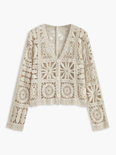 Vibemartini Crochet Square Pattern Button-Front Cardigan
