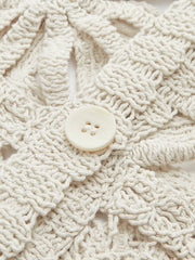 Vibemartini Crochet Square Pattern Button-Front Cardigan
