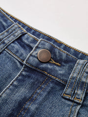 Vibemartini Mid-Waist Bootcut Denim Jeans Without Belt