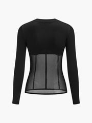 Vibemartini Sheer Mesh Combination Long Sleeve Top