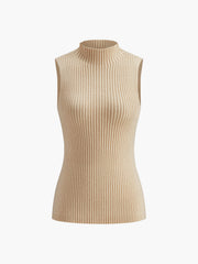 Vibemartini Minimalist Mock Neck Rib Tank Top