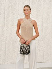 Vibemartini Halter Cross-Over Collar Tank Top