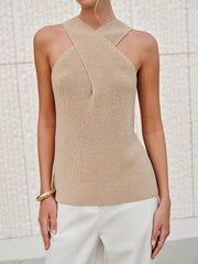 Vibemartini Halter Cross-Over Collar Tank Top