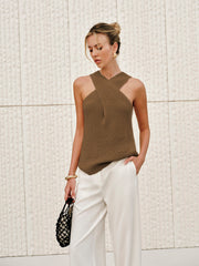 Vibemartini Halter Cross-Over Collar Tank Top