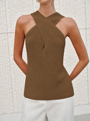 Vibemartini Halter Cross-Over Collar Tank Top