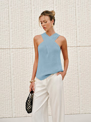 Vibemartini Halter Cross-Over Collar Tank Top