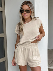 Vibemartini Cotton & Linen Pockets Shorts Set