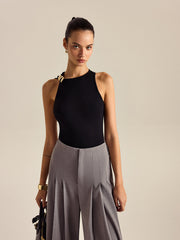 Vibemartini Metal Decor Sleeveless Top