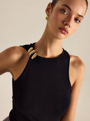 Vibemartini Metal Decor Sleeveless Top