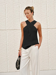Vibemartini Halter Cross-Over Collar Tank Top