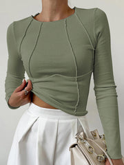 Vibemartini Basic Piping Long Sleeve Top