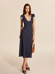 Vibemartini Polka Dot Lace-Trim Dress