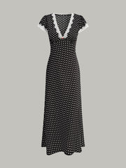 Vibemartini Polka Dot Lace-Trim Dress