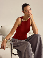 Vibemartini Metal Decor Sleeveless Top