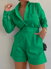 Vibemartini Long Sleeve Loose Shorts Set