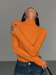 Vibemartini Contrast Piping Turtleneck Sweater