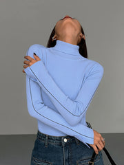 Vibemartini Contrast Piping Turtleneck Sweater