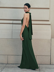 Vibemartini Open Back Satin Halter Dress