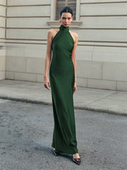 Vibemartini Open Back Satin Halter Dress
