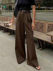 Vibemartini Solid Wide Leg Pants Without Belt