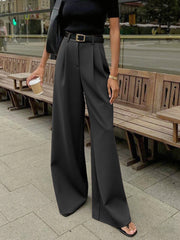Vibemartini Solid Wide Leg Pants Without Belt