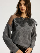 Vibemartini Floral lace Sweater Semi Sheer Round Neck Sweater