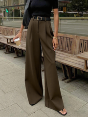 Vibemartini Solid Wide Leg Pants Without Belt