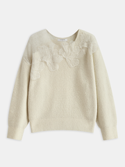 Vibemartini Floral lace Sweater Semi Sheer Round Neck Sweater
