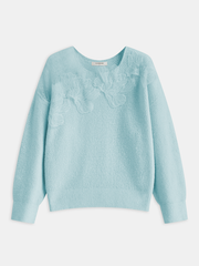 Vibemartini Floral lace Sweater Semi Sheer Round Neck Sweater
