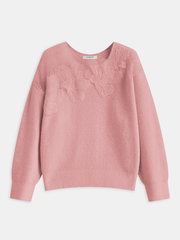 Vibemartini Floral lace Sweater Semi Sheer Round Neck Sweater