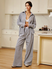Vibemartini Cotton & Linen Pinstripe Loose Shirt