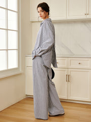 Vibemartini Cotton & Linen Pinstripe Loose Shirt