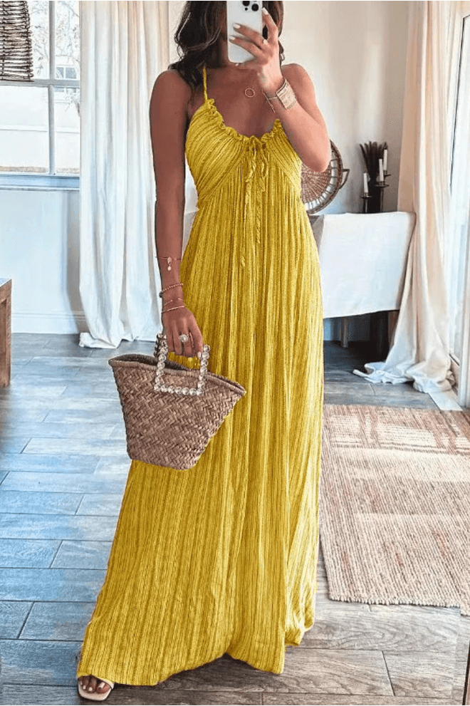 Summeer Backless U Neck suspender Long Dress