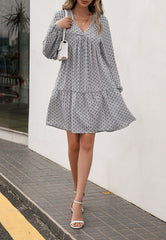 V Oriental Print Dress