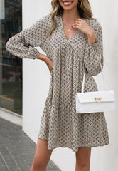 V Oriental Print Dress