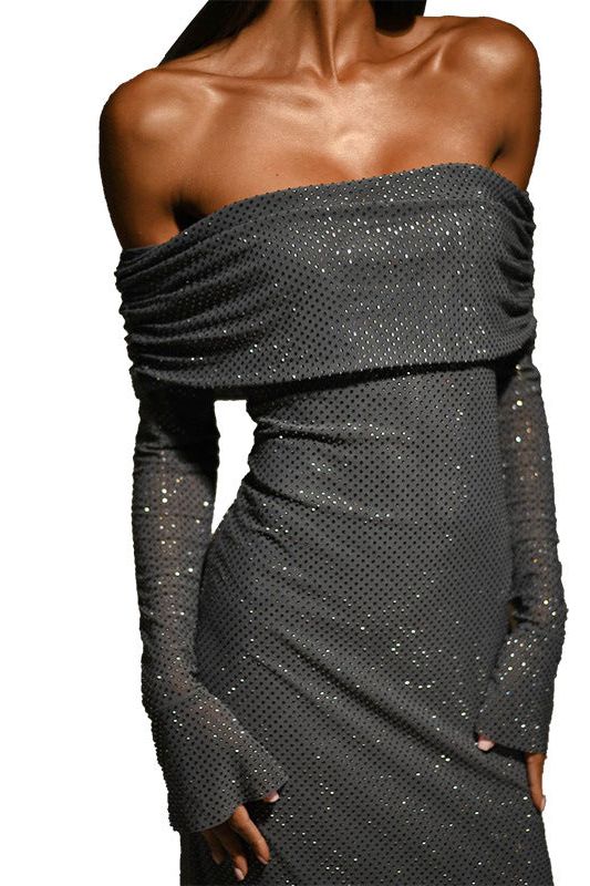 slim one-line collar dress