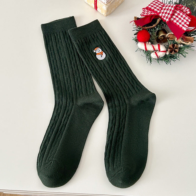 Cable Knit Textured Cotton Mid Calf Slouchy Christmas Socks