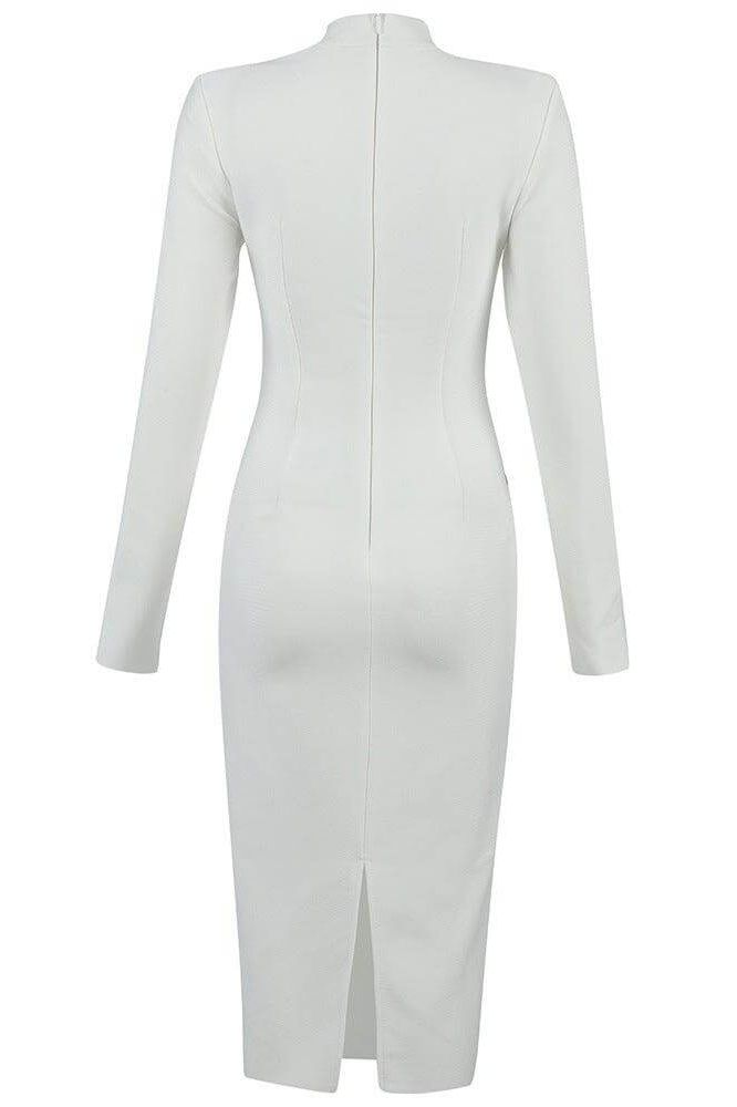 High-neck bandage slim fit hip dress