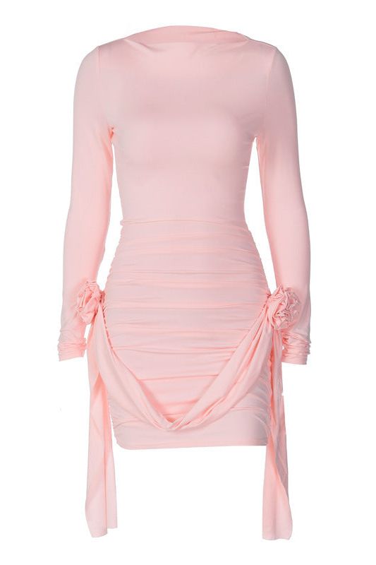 Round neck long-sleeved dress