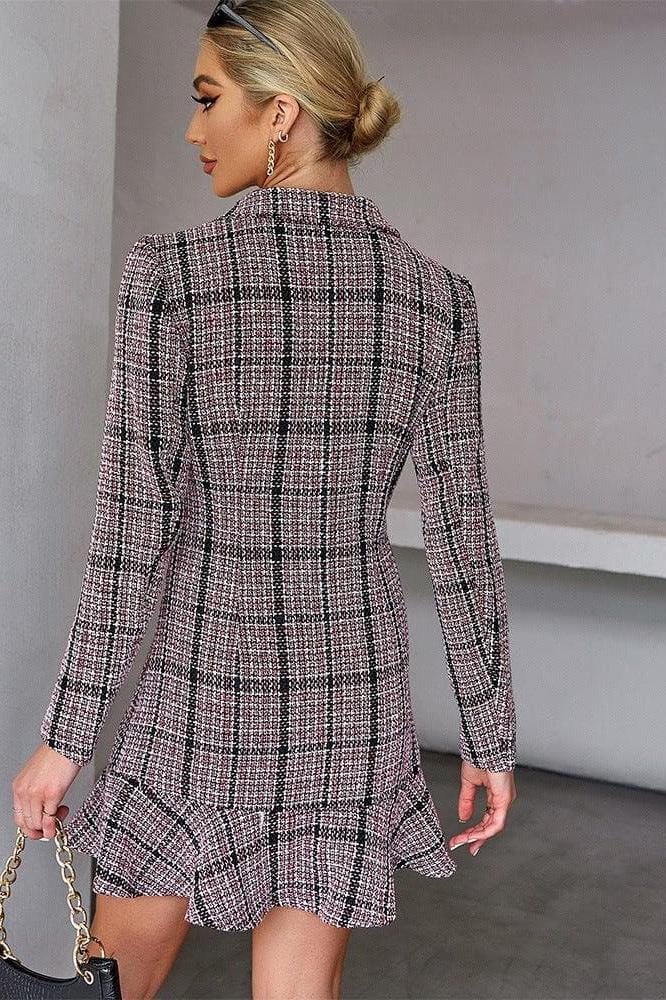 Waist slimming long-sleeved suit dress