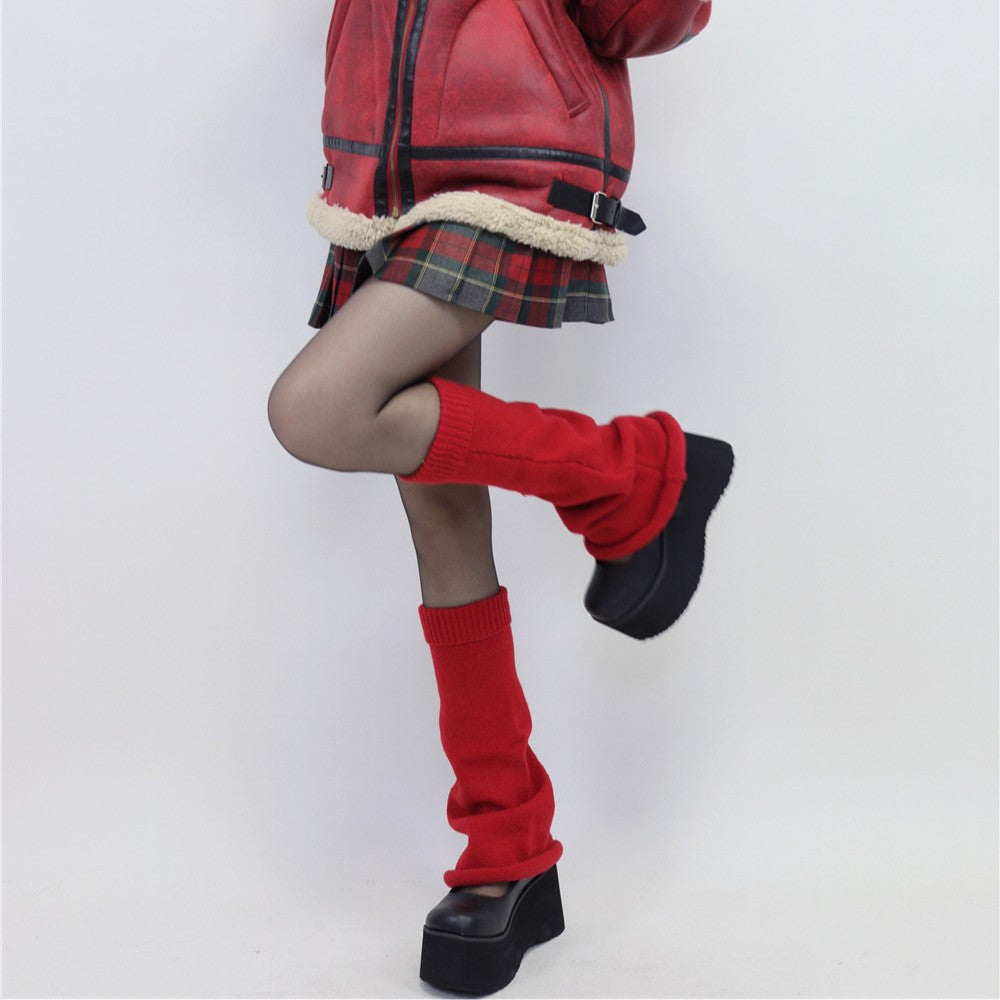 Knit Flared Wide Leg Christmas Leg Warmers