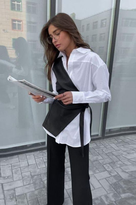 PU leather black lace-up dress